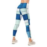Blue Mosaic Leggings Geometric Tile Yoga Pants