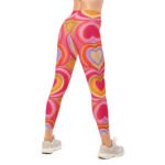 Retro Heart Leggings Concentric 70s Pattern Yoga Pants