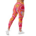 Retro Heart Leggings Concentric 70s Pattern Yoga Pants