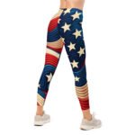Wavy American Flag Leggings Patriotic Yoga Pants