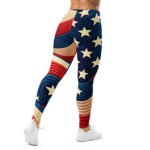 Wavy American Flag Leggings Patriotic Yoga Pants