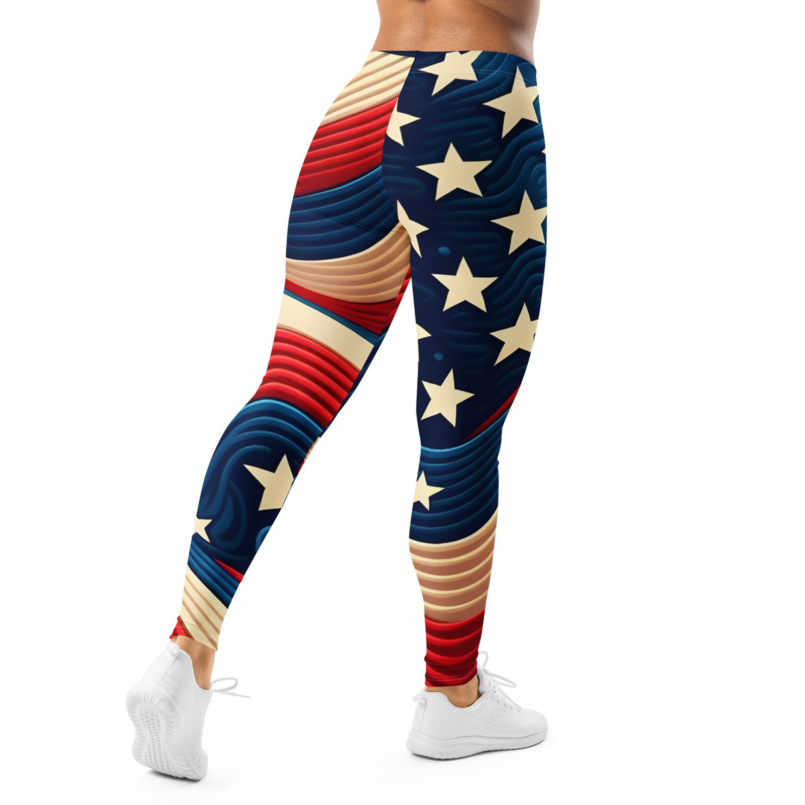Wavy American Flag Leggings Patriotic Yoga Pants Wavy American Flag Leggings Patriotic Yoga Pants
