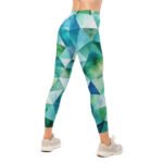 Teal Watercolor Triangle Leggings Geometric Yoga Pants