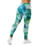 Teal Watercolor Triangle Leggings Geometric Yoga Pants
