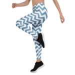 Blue Chevron Leggings Zigzag Pattern Yoga Pants