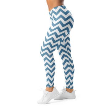 Blue Chevron Leggings Zigzag Pattern Yoga Pants