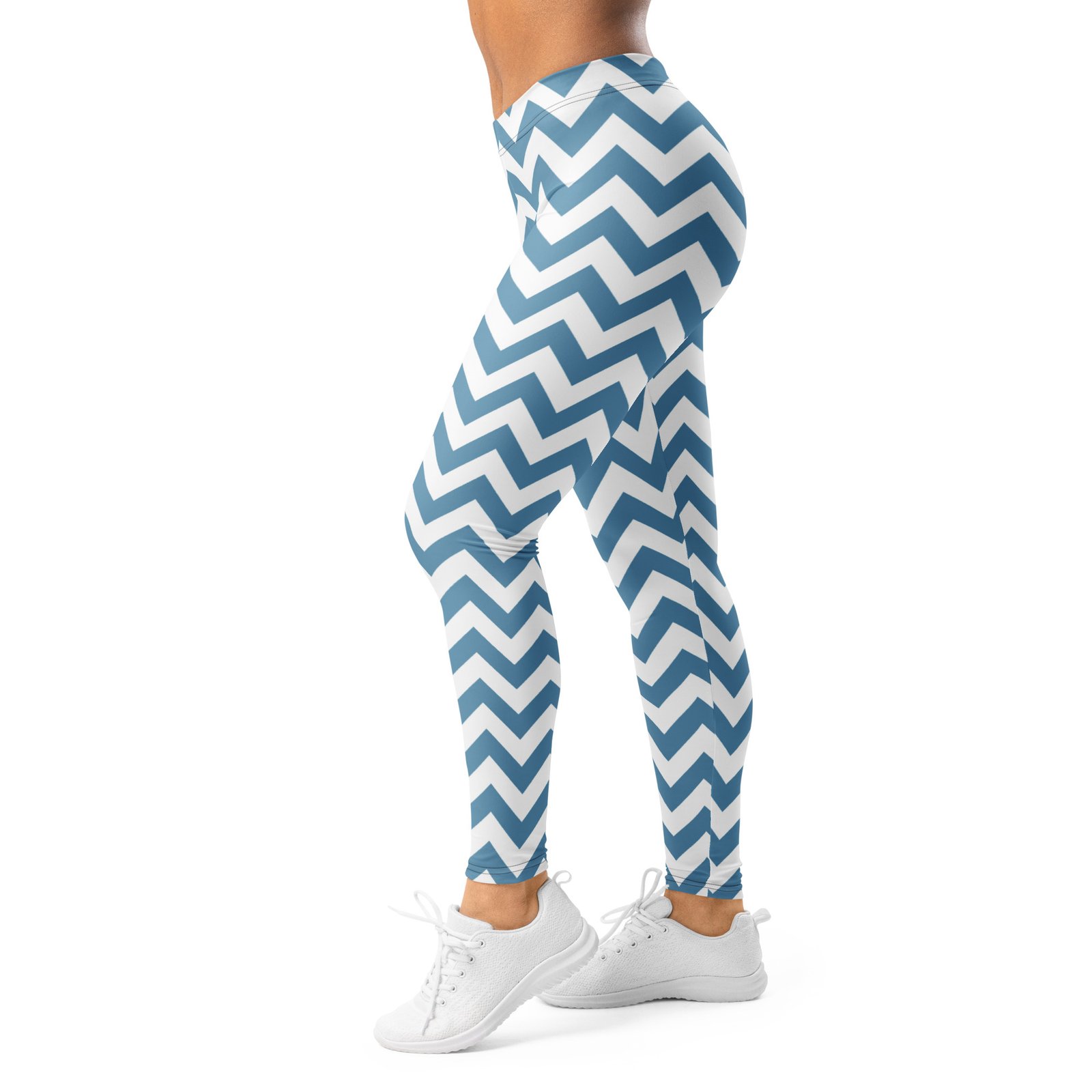 Blue Chevron Leggings Zigzag Pattern Yoga Pants Blue Chevron Leggings Zigzag Pattern Yoga Pants