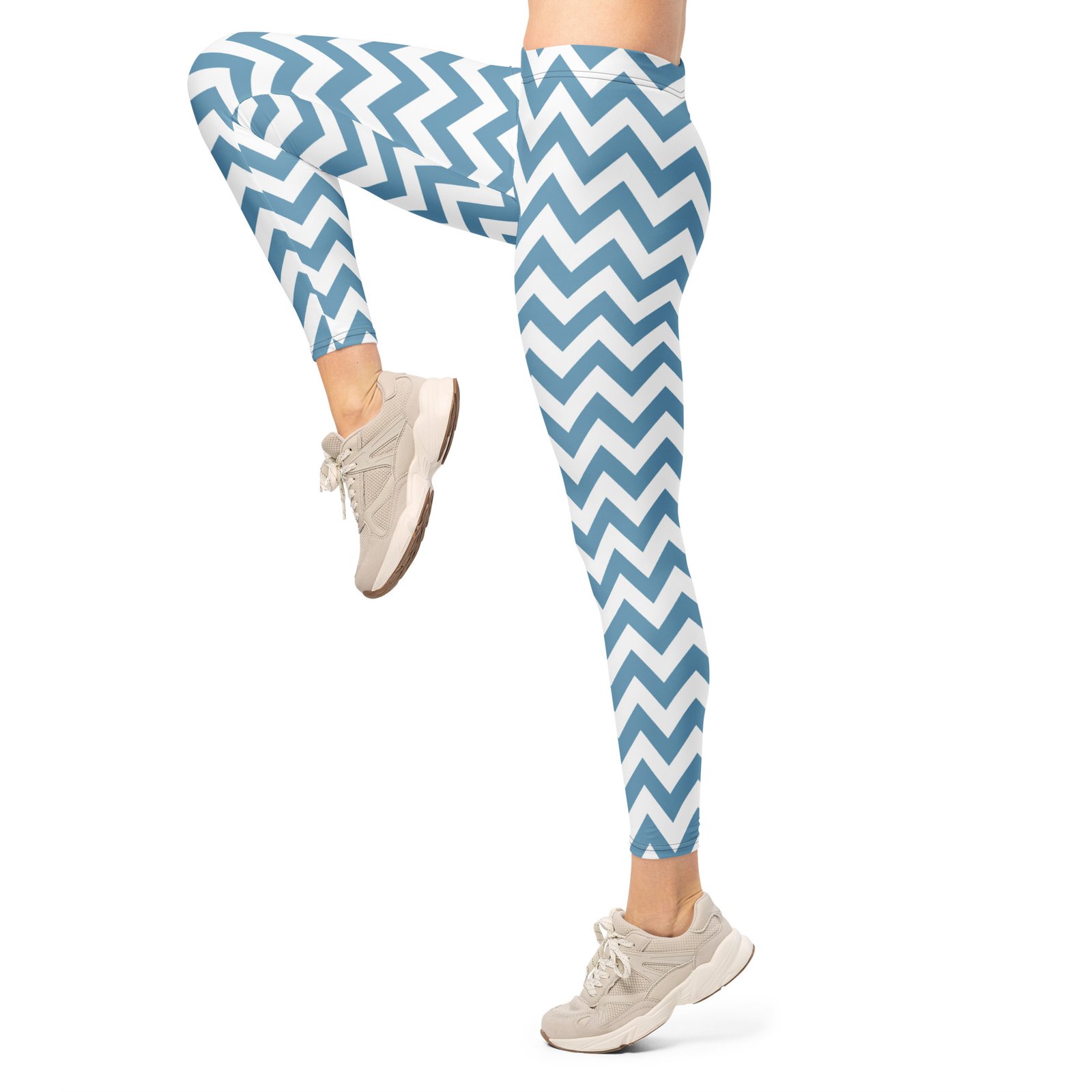 Blue Chevron Leggings Zigzag Pattern Yoga Pants Blue Chevron Leggings Zigzag Pattern Yoga Pants