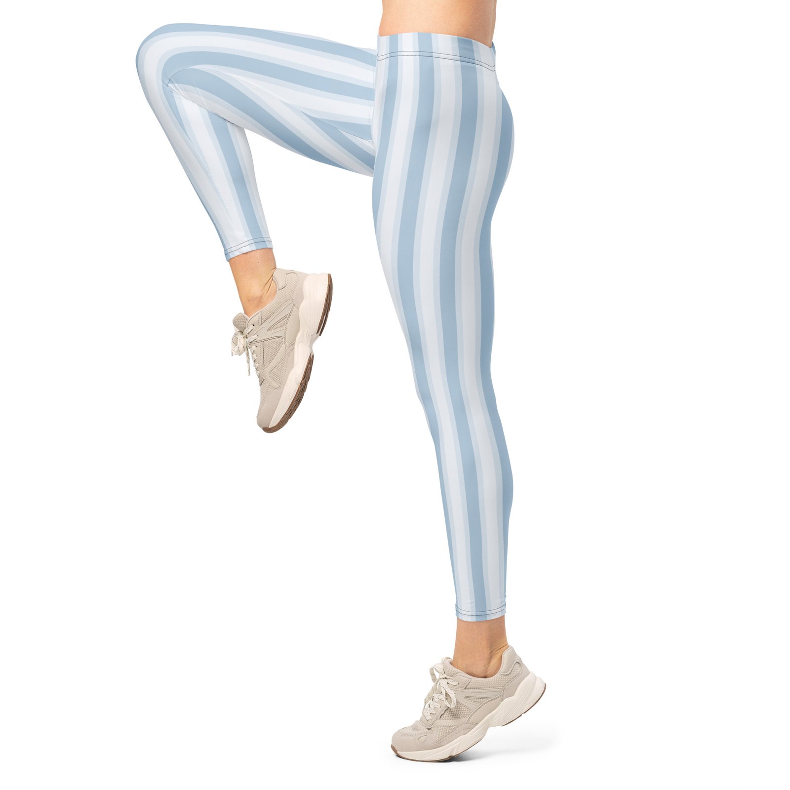 Light Blue Stripe Leggings Vertical Yoga Pants Light Blue Stripe Leggings Vertical Yoga Pants