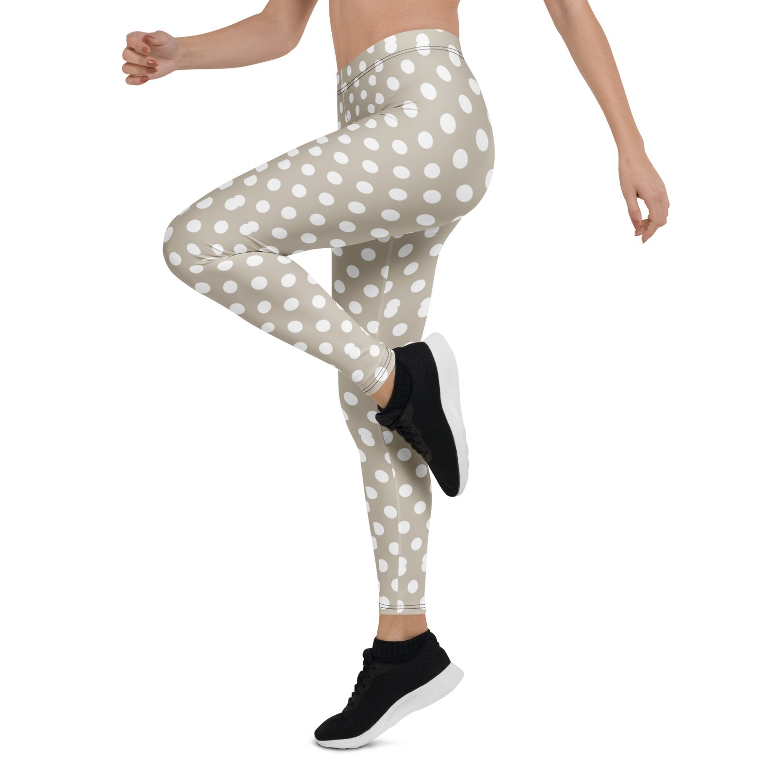Khaki Polka Dot Leggings White Dot Yoga Pants For Women Khaki Polka Dot Leggings White Dot Yoga Pants For Women