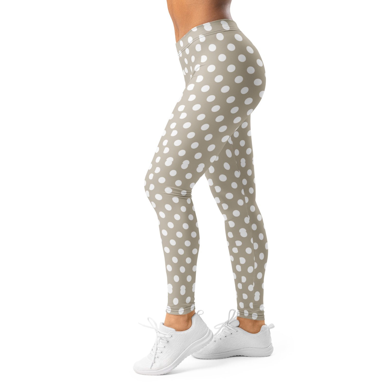Khaki Polka Dot Leggings White Dot Yoga Pants For Women Khaki Polka Dot Leggings White Dot Yoga Pants For Women