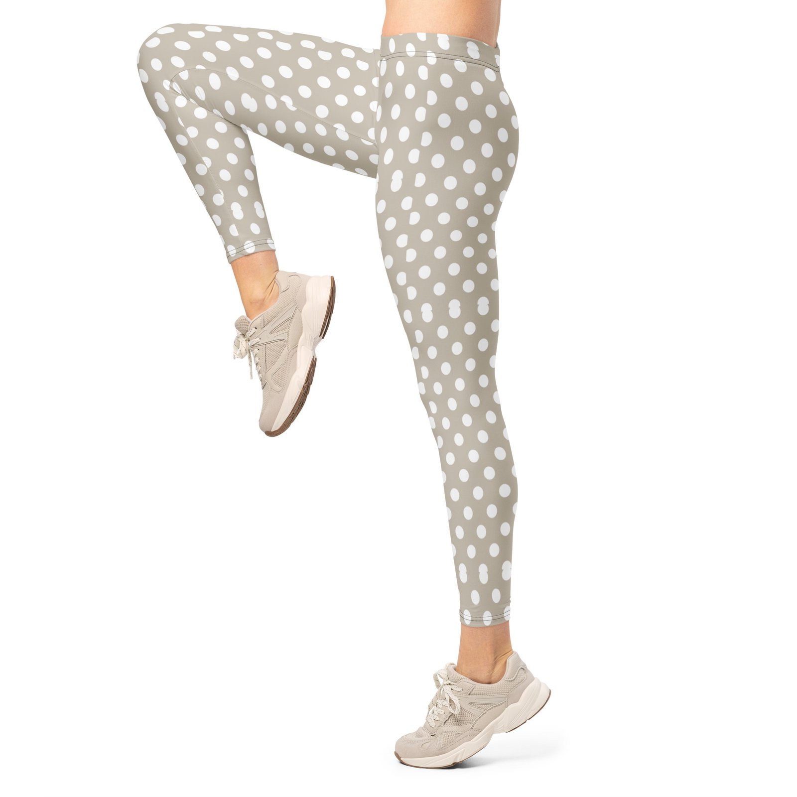 Khaki Polka Dot Leggings White Dot Yoga Pants For Women Khaki Polka Dot Leggings White Dot Yoga Pants For Women