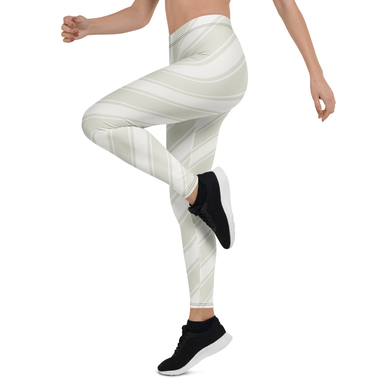 Khaki Stripe Leggings Diagonal Pattern Yoga Pants Khaki Stripe Leggings Diagonal Pattern Yoga Pants