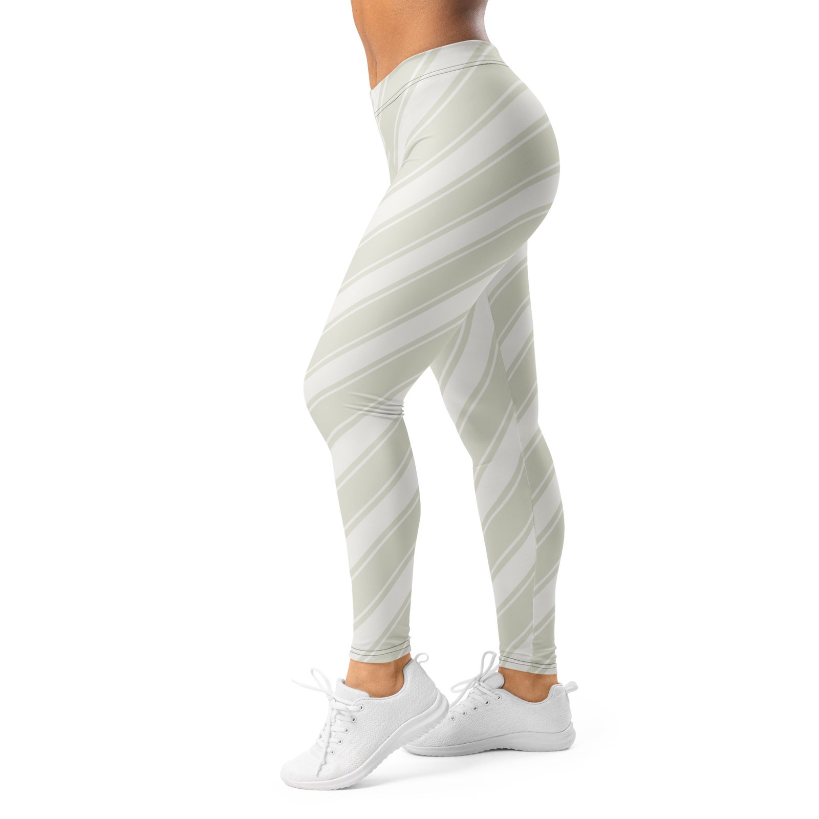 Khaki Stripe Leggings Diagonal Pattern Yoga Pants Khaki Stripe Leggings Diagonal Pattern Yoga Pants