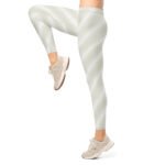 Khaki Stripe Leggings Diagonal Pattern Yoga Pants