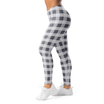 Grey Checkered Leggings Plaid Pattern Yoga Pants
