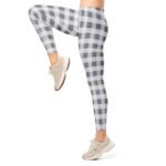 Grey Checkered Leggings Plaid Pattern Yoga Pants