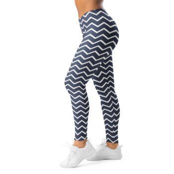 Navy Chevron Leggings Zigzag Pattern Yoga Pants