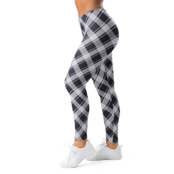 Navy Plaid Leggings Tartan Pattern Yoga Pants For Women
