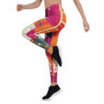 Abstract Patchwork Leggings Colorful Grunge Yoga Pants