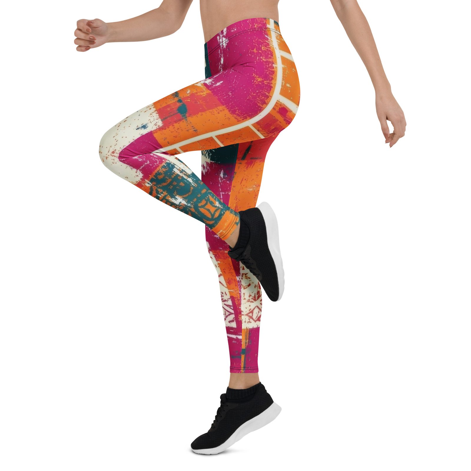 Abstract Patchwork Leggings Colorful Grunge Yoga Pants Abstract Patchwork Leggings Colorful Grunge Yoga Pants