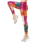 Abstract Patchwork Leggings Colorful Grunge Yoga Pants