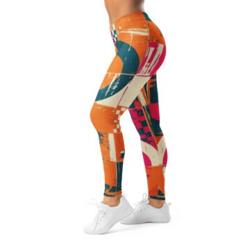 Retro Geometric Leggings Vibrant Circle Yoga Pants