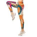 Retro Geometric Leggings Vibrant Circle Yoga Pants