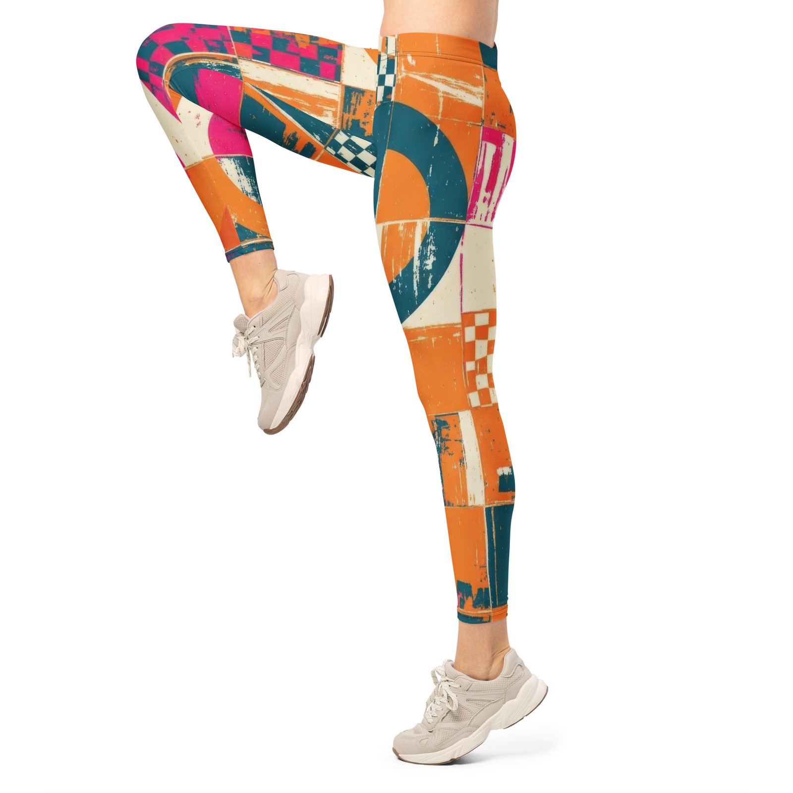 Retro Geometric Leggings Vibrant Circle Yoga Pants Retro Geometric Leggings Vibrant Circle Yoga Pants