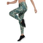 Teal Mandala Leggings Boho Floral Yoga Pants