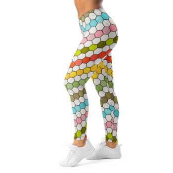 Colorful Hexagon Leggings Honeycomb Yoga Pants