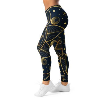 Gold Celestial Mandala Leggings Sacred Geometry Yoga