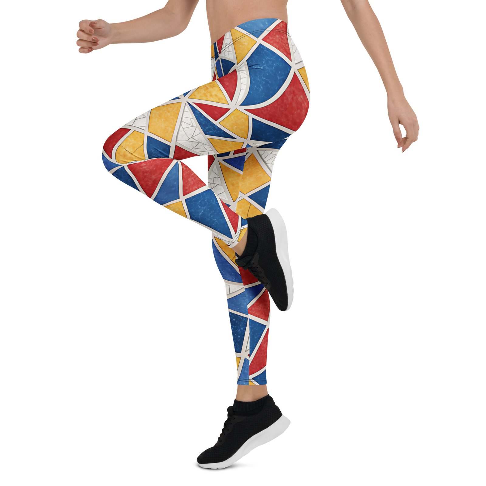 Geometric Triangle Leggings Red Blue Yellow Yoga Pants Geometric Triangle Leggings Red Blue Yellow Yoga Pants