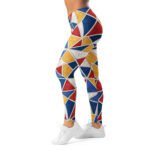 Geometric Triangle Leggings Red Blue Yellow Yoga Pants