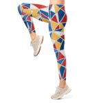 Geometric Triangle Leggings Red Blue Yellow Yoga Pants