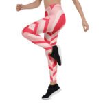 Red Heart Leggings Pink & White Striped Yoga Pants