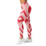Red Heart Leggings Pink & White Striped Yoga Pants