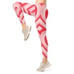 Red Heart Leggings Pink & White Striped Yoga Pants