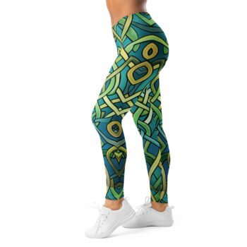 Teal Celtic Knot Leggings Green Interwoven Yoga Pants