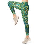 Teal Celtic Knot Leggings Green Interwoven Yoga Pants