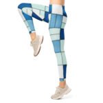Blue Mosaic Leggings Geometric Tile Yoga Pants