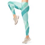 Teal Diagonal Leggings Mint Blue Yoga Pants