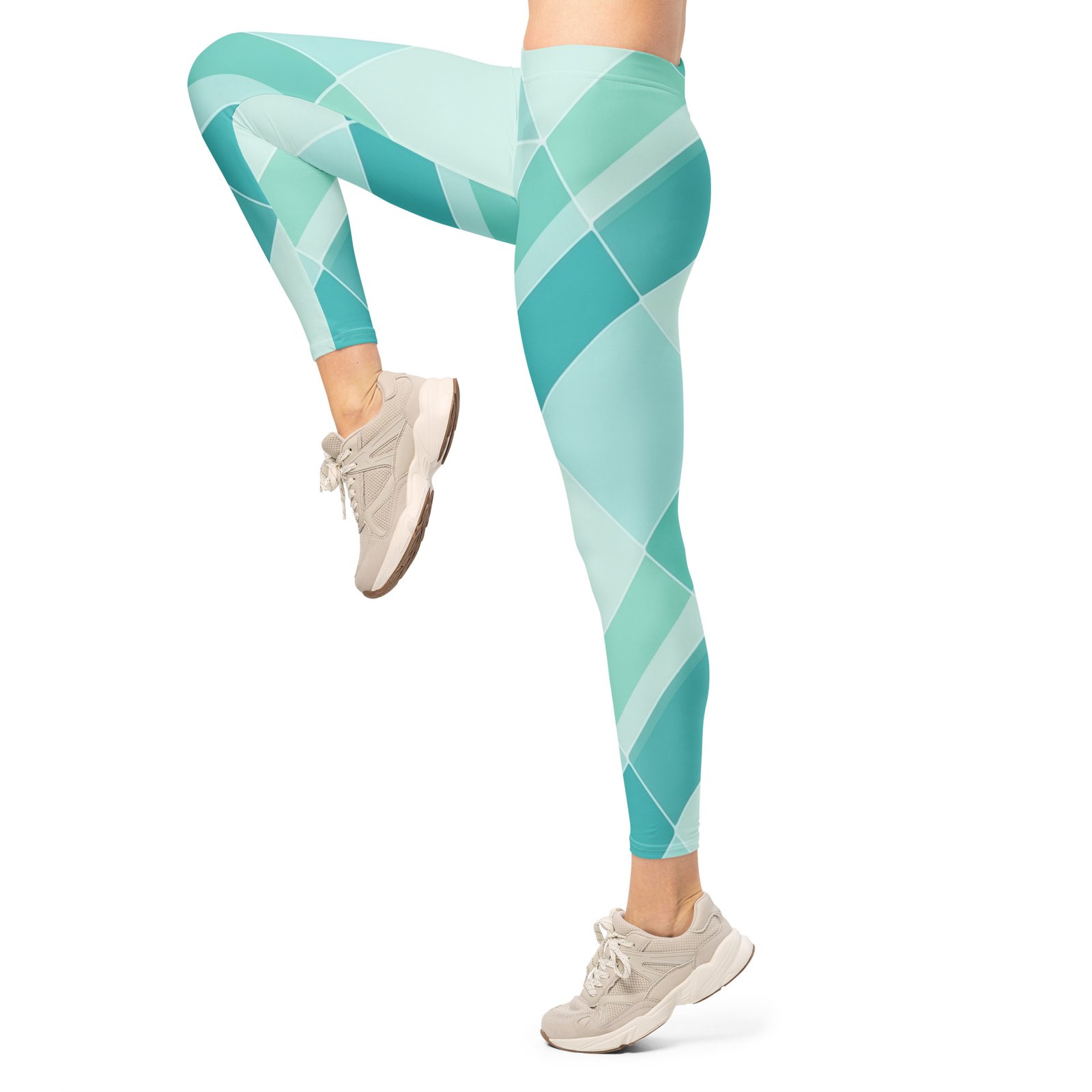 Teal Diagonal Leggings Mint Blue Yoga Pants Teal Diagonal Leggings Mint Blue Yoga Pants