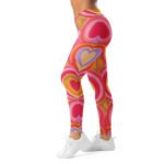Retro Heart Leggings Concentric 70s Pattern Yoga Pants