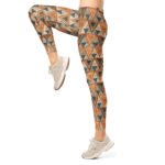 Rust Triangle Leggings Earthy Geometric Yoga Pants