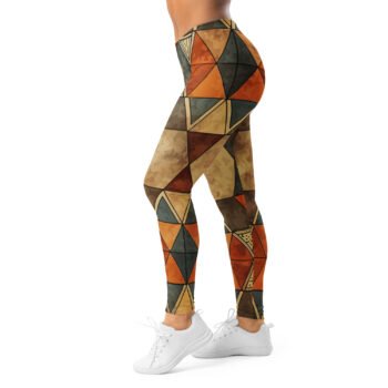 Earthy Geometric Leggings Boho Triangle Yoga Pants