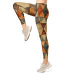 Earthy Geometric Leggings Boho Triangle Yoga Pants
