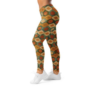 Earthy Hexagon Leggings Geometric Yoga Pants