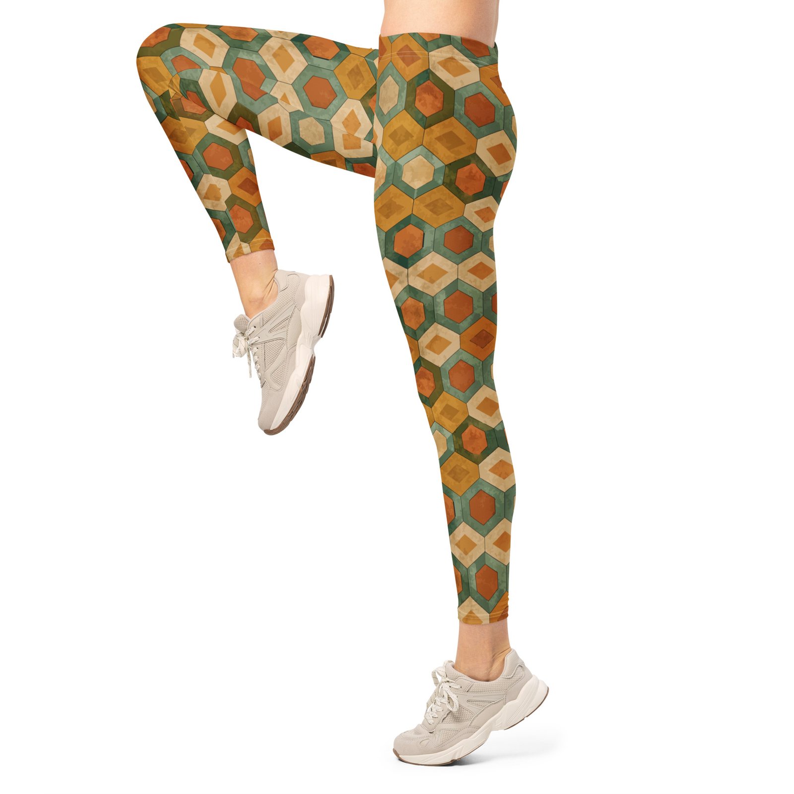 Earthy Hexagon Leggings Geometric Yoga Pants Earthy Hexagon Leggings Geometric Yoga Pants