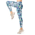 Watercolor Triangle Leggings Teal Geometric Yoga Pants